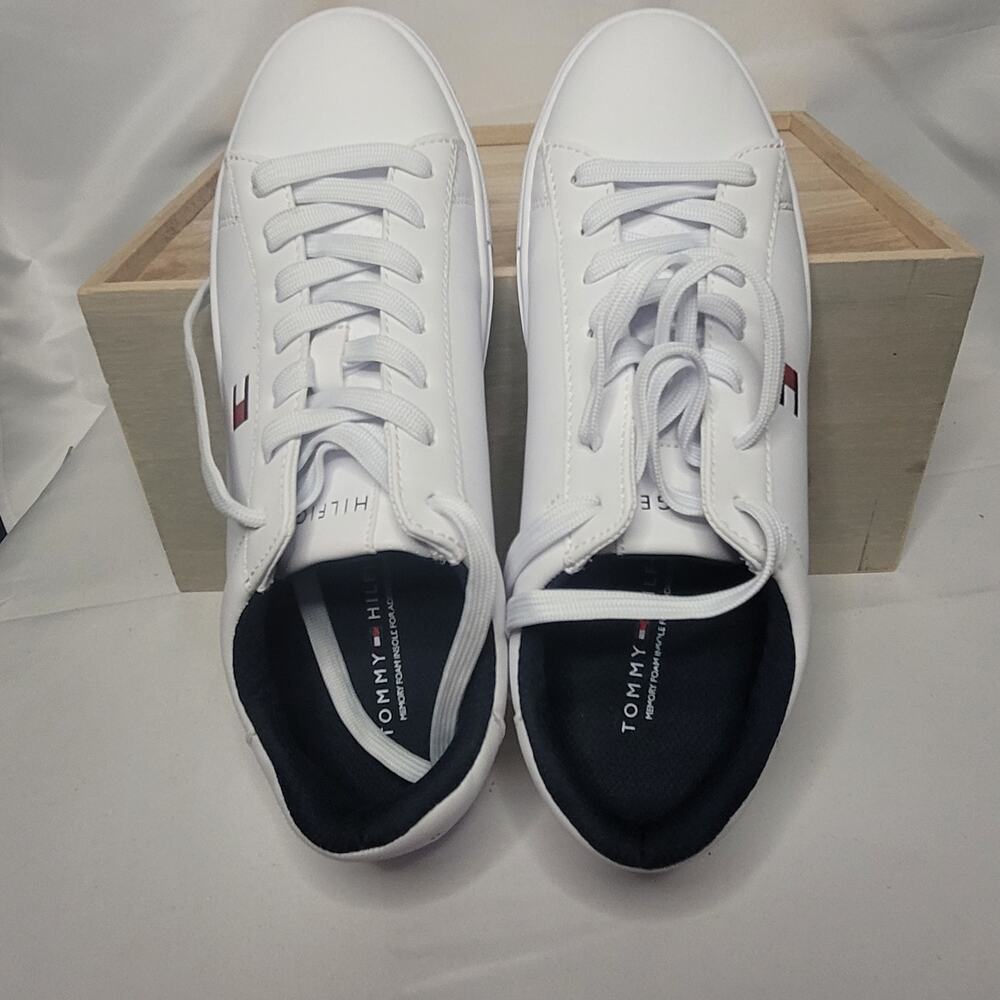 Tommy Hilfiger- Men's Brecon Cup Sole Sneakers- White- Size 8 - Picture 4 of 6